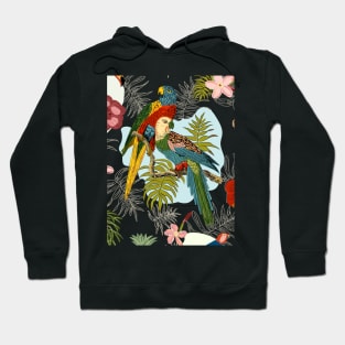 Tropical birds parrots flowers trees plants Hoodie